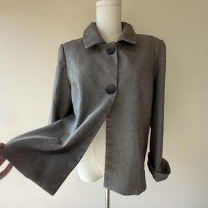 Giorgio Sant'Angelo Women's Size 10 Grey Herringbone Single Breasted Blazer Jack